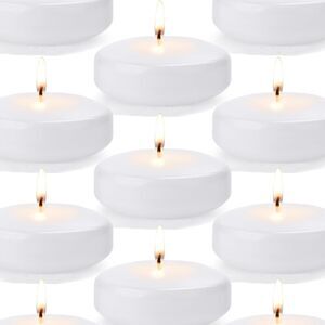 36 Pack White Floating Candles 3 inch Unscented and Non-Dripless Wax Burning ...